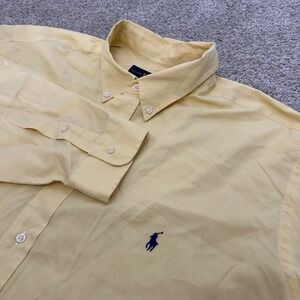 Ralph Lauren Sport Shirt 2XB Yellow Long Sleeve Button Down Cotton Stretch